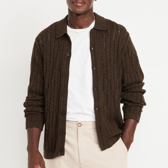 NWT Old Navy Men's Button-Down Cable-Knit Sweater - Picture 1 of 6